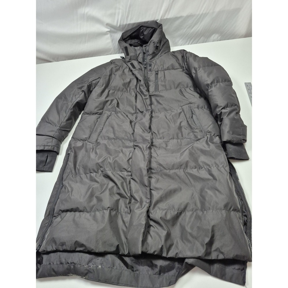 MPG Coat Mens XL Gray Down Puffer Long Parka Hooded 650 Fill Power Winter FLAW